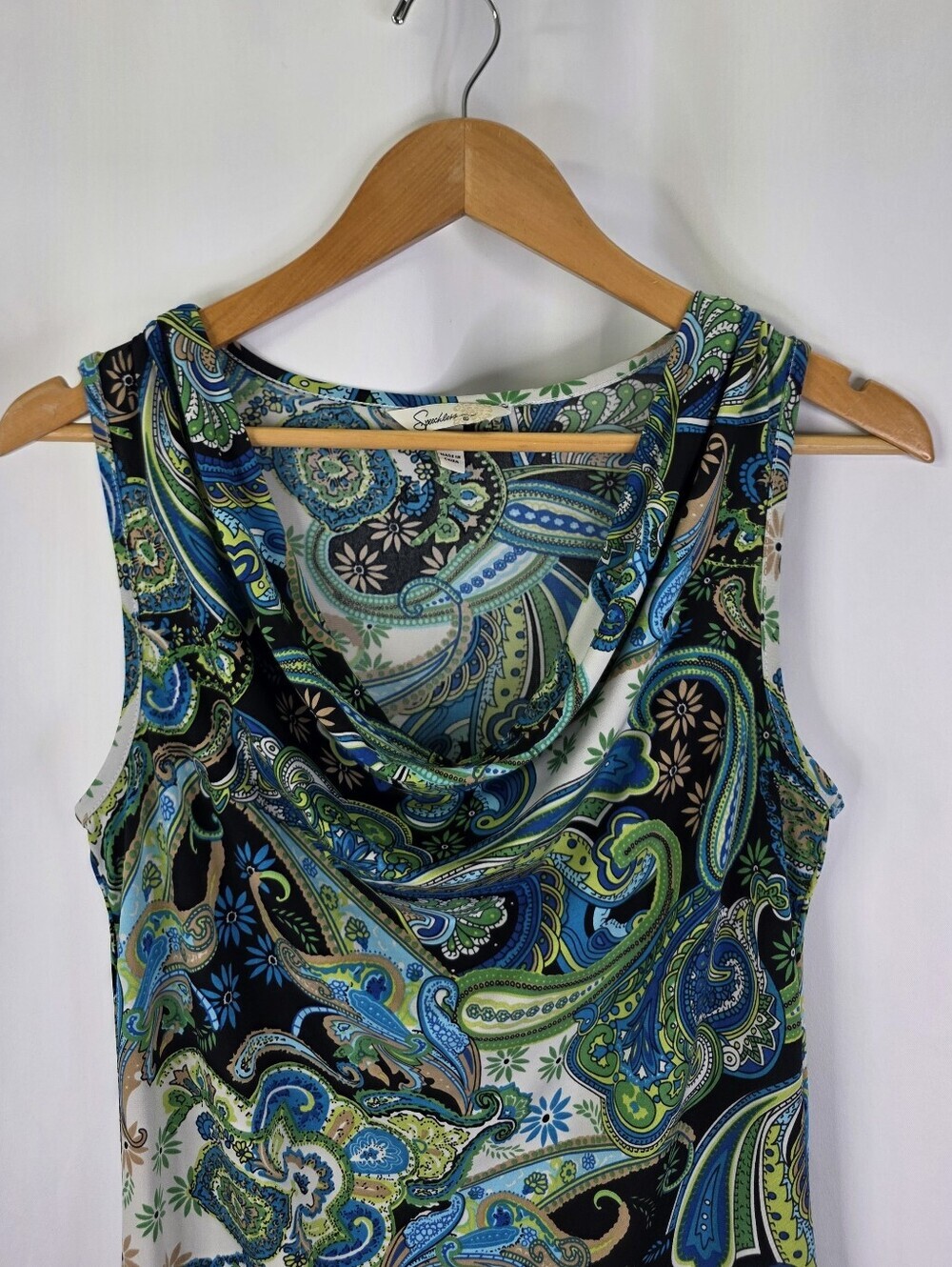 Speechless Women's Medium Multicolor Paisley Cowl Neck Stretch Blouse Y2k 2000s - Picture 4 of 15